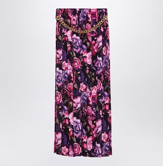 Balenciaga Womens Long Pleated Floral Skirt - Black - Size EU 38 (Womens)