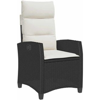 vidaXL Vidaxl - Silla De Jard&iacute;n Reclinable Con Mesa Auxiliar Rat&aacute;n Negro