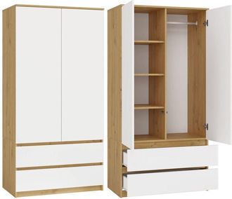 Topeshop Malwa SS-90 Artisan Oak Wardrobe Clothes Storage With Drawers