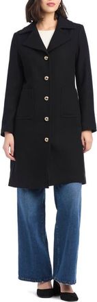 Kate Spade New York single breasted notch lapel coat in Black at Nordstrom, Size X-Large