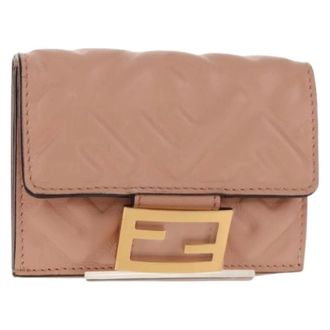 Fendi Pre-owned Lederen Portemonnee - Dames - Pre-owned - Roze - Maat: ONE Size Leer
