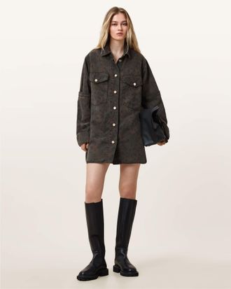 AllSaints Lyocell/Cotton Faye Oversized Denim Shirt Dress, Size: XS