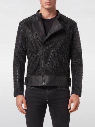 Philipp Plein Giacca Disco Biker in pelle con strass incastonati