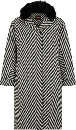 Moorer Elegante Zigzag Jas met Bont - Dames - Parka Jassen - Wit - L - Polyester - Jassen