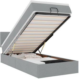 vidaXL Cama Otomana Con Colch&oacute;n Gris Claro 90x200 Cm Tela Vidaxl