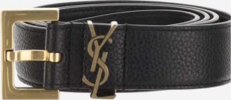 Saint Laurent Womens Leather Belt Black Calfskin