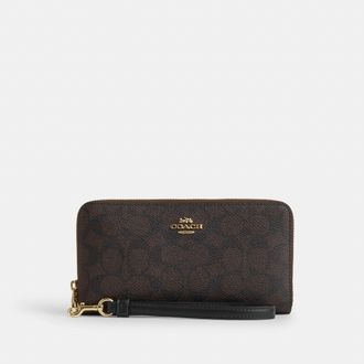 Coach Long Zip Around Wallet In Signature Canvas