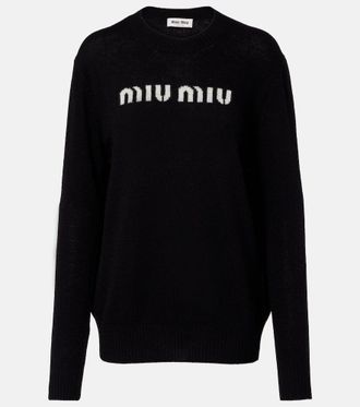 Miu Miu Logo wool and cashmere sweater