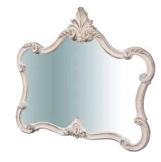Biscottini International Biscottini - Specchiera Da Parete In Legno Finitura Bianco Anticato L71xpr5xh82 Cm Made In Italy