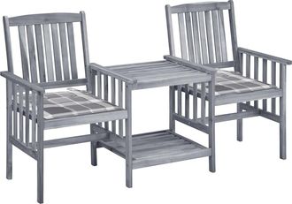vidaXL Sillas De Jard&iacute;n Con Mesita Y Cojines Madera Maciza Acacia Vidaxl