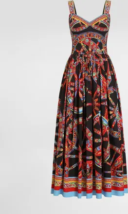 Dolce & Gabbana Carretto-print Poplin Dress - Woman Dresses Multi-colored 40