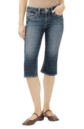 Silver Jeans Co Suki Heritage Curvy Mid Rise Capri Jeans in Blanche at Nordstrom, Size 29