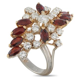 Luxury Bazaar 14K White Gold 1.54ct Diamond and Garnet Ring MF26-062426