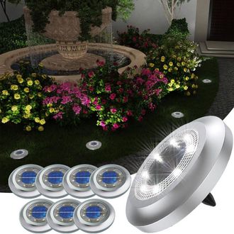 OEM Luces Solares Para Exteriores, 8 Led, 6000 K, Focos Solares De Suelo, L&aacute;mpara De Jard&iacute;n Impermeable Ip65, Foco Solar Para Exteriores, Para Caminos, Pa