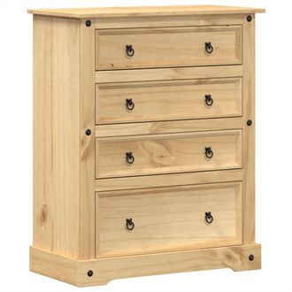 Berkfield Home Chest of Drawers Corona 92x48x120 cm Solid Wood Pine in Light Brown | Size: 92 x 48 x 120 cm