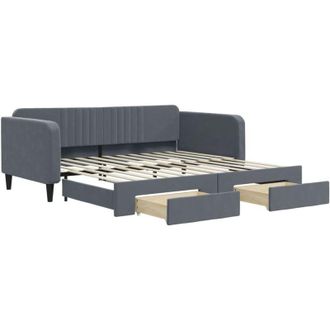 vidaXL Sof&aacute; Cama Nido Con Cajones Terciopelo Gris Oscuro 100x200 Cm Vidaxl