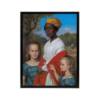 Artery8 Wilhelm Marstrand Daughters & West Indian Nanny Framed Canvas Art | Size: W24 x H32