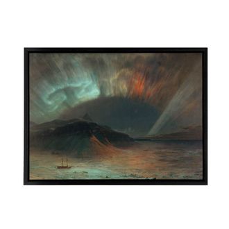 Artery8 Frederic Church Aurora Borealis Seascape Framed Canvas Wall Art Print | Size: W24 x H32