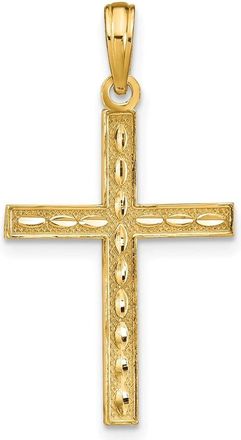 Diamond2Deal 14k Yellow Gold Reversible FAITH HOPE LOVE Cross Pendant
