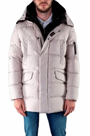 Moorer Hooded Mid-Length Down Parka Jacket In Pearl