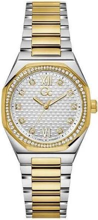 Guess Dames Armbandhorloge Kussen Sleek Mid Size Metaal Zilver Geelgoud - Dames - Horloges - Geel - ONE Size - Accessoires