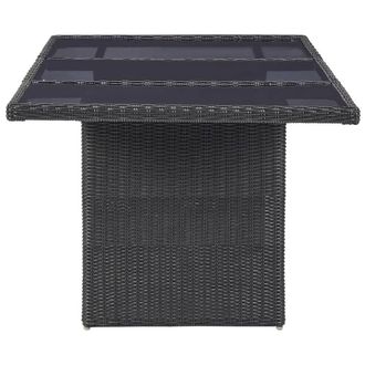 Berkfield Home Durable Garden Dining Table Black 200x100x74 cm Glass & Poly Rattan | Size: 200 x 100 x 74 cm