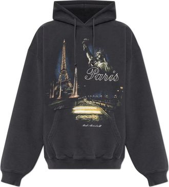 VETEMENTS Night In Paris Oversized Hoodie - Heren - Hoodies - Zwart - M - Katoen - Hoodies & sweatvesten
