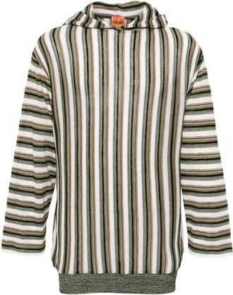 Vitelli striped linen-blend hoodie - unisex - Linen/Flax/Wool/Cotton - 1 - Green