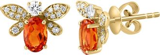 Effy 14K Yellow Gold Citrine & Diamond Bee Stud Earrings in Orange at Nordstrom Rack