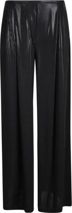 Norma Kamali Pleat Pant - Dames - Wijde Broeken - Zwart - L - Polyester - Broeken