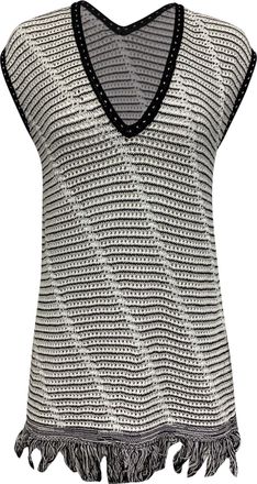 Diane Von F&uuml;rstenberg Diane Von Furstenberg Pointelle-Knit Vest Sweater Top in White Cotton