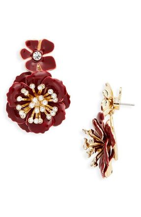Carolina Herrera Flower Drop Earrings in Rioja at Nordstrom