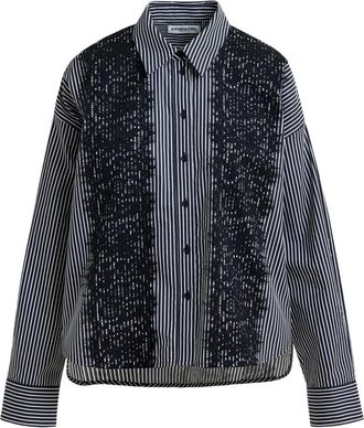 Essentiel Isan striped lace-detail shirt - Black