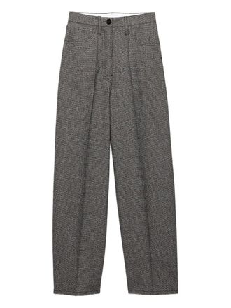 Prada prince of wales check trousers - women - Cotton/Wool - 38 - Grey
