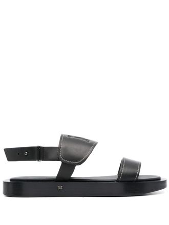Max Mara debossed-logo leather sandals - women - Leather - 37 - Black