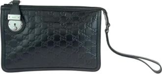Gucci Pre-owned Clutches, male, Black, Size: ONE SIZE Pre-owned Leather clutches