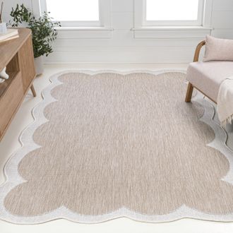 Jonathan Y Designs Alice Classic Cottage Two-Tone Scalloped Indoor/Outdoor Shaped Area Rug