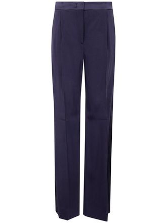 Alberta Ferretti Broek met satijnen afwerking - Blauw