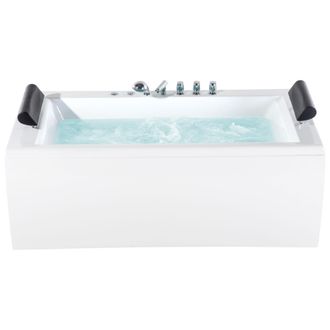Beliani Ba&ntilde;era De Hidromasaje De Acr&iacute;lico Sanitario Blanco Plateado Led 172 X 83 Cm Moderno Montego