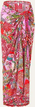 Camilla Heirloom Empire Multi Wear Long Sarong Coverup with Frill Edges