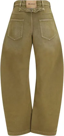The Attico Wide-Leg Cotton Denim Jeans - Brown