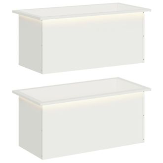 vidaXL Jardinera Para Jard&iacute;n Con Luces Led 2 Uds. Blanco Vidaxl
