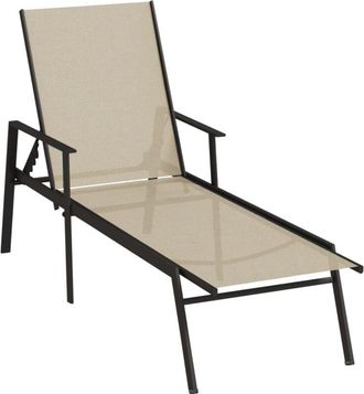 vidaXL Tumbona De Acero Y Tela Textilene Crema Vidaxl