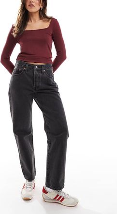 Levi's 501 - Jeans dritti taglio corto nero slavato