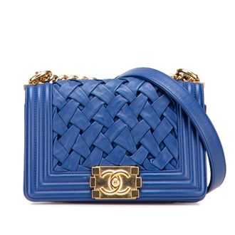 Chanel Jongens Flap Bag Gevlochten Leer