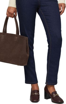 Wallis Daffie Snaffle Trim High Block Heeled Loafers, 4, Berry