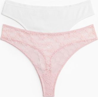 H&M 2er-Pack Tangas - Pink