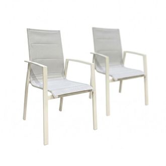ED&Egrave;N JARD&Iacute; Pack 2 sillas de aluminio, Blanco envejecido, 67x57x95,5