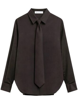 Frankie Shop Brown Peri Wool-Blend Tie-Detail Shirt