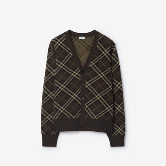 Burberry Check Wool Cashmere Cardigan